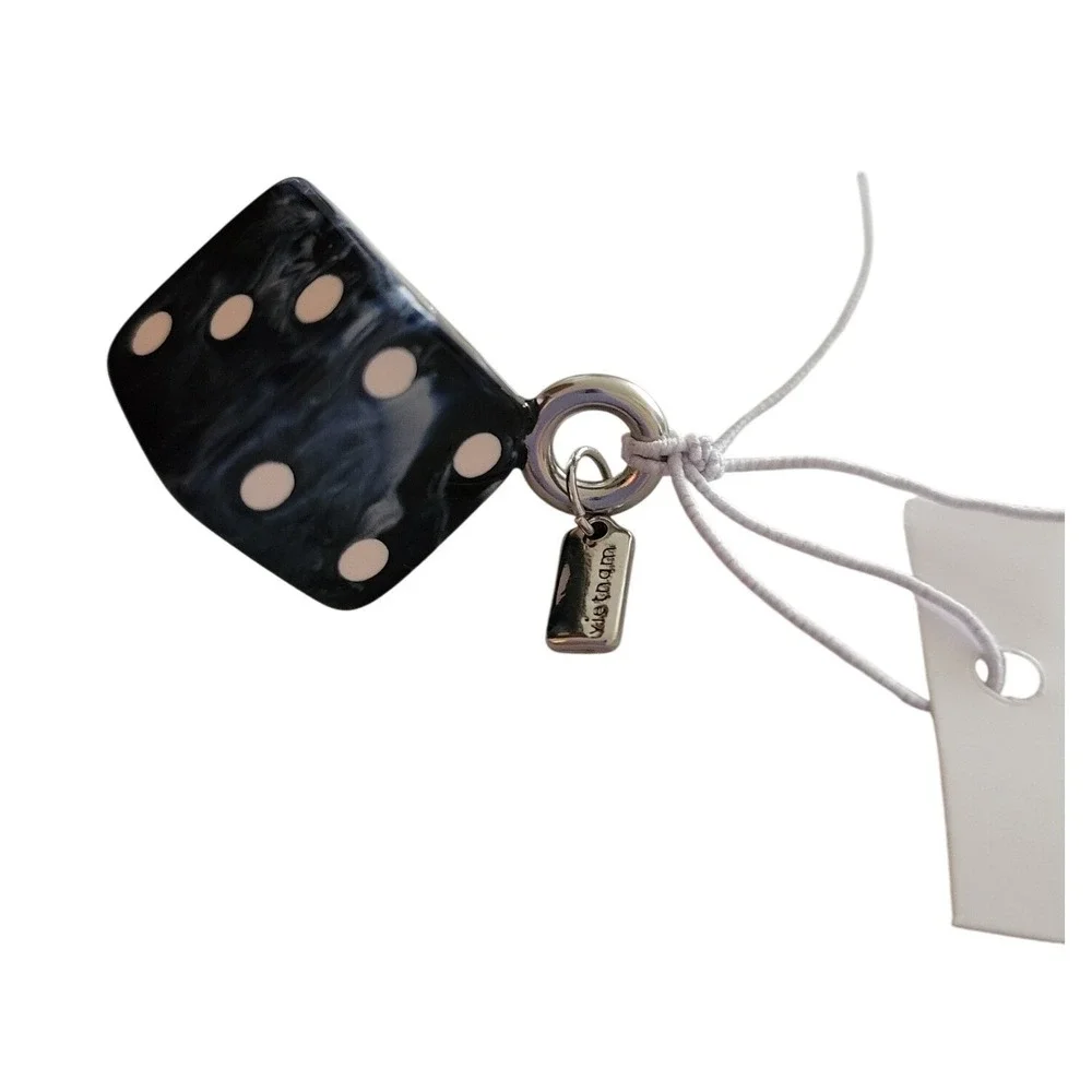 Coach DIY Dice Bag Charm Women OS Black New Marbled Resin Keychain CEG82